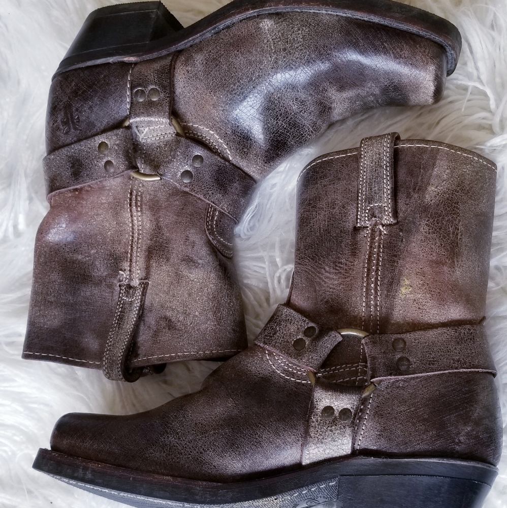 Frye Harness Square Toe Short Women's Boots 8.5